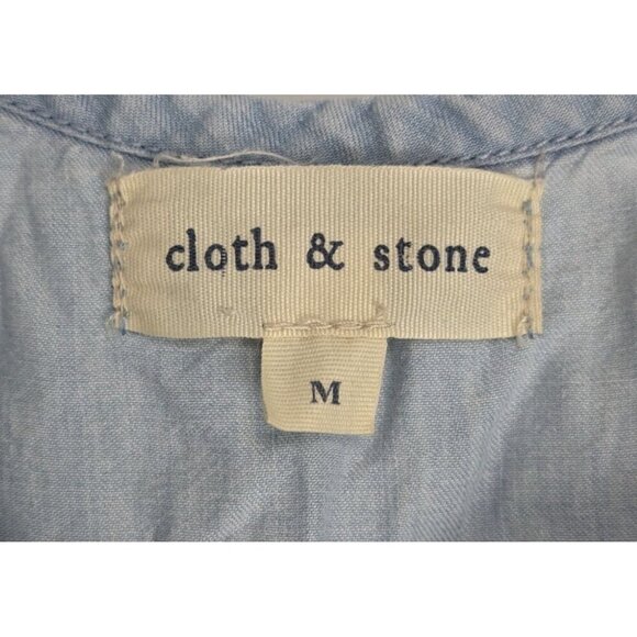 Cloth & Stone Sleeveless Blue Chambray Button-Front Romper 100% Lyocell Size M - Picture 4 of 7